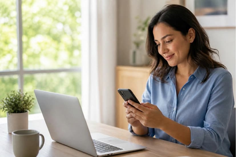 Patient using phone on couch