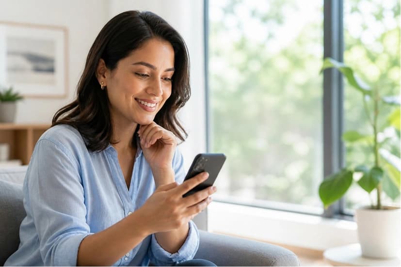 Patient receiving message on couch